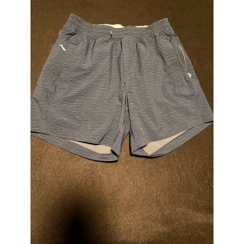 Birddogs Mens Gym Shorts Blue Space Dye Heathered Lined Zipper Pockets Size S